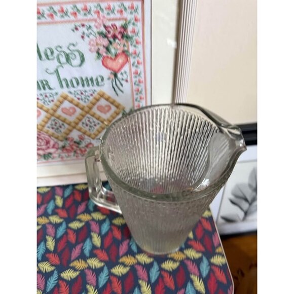 MCM Jeannette Glass Finlandia Pitcher & Tumbler Glass Tree Bark Icicle - Picture 5 of 6